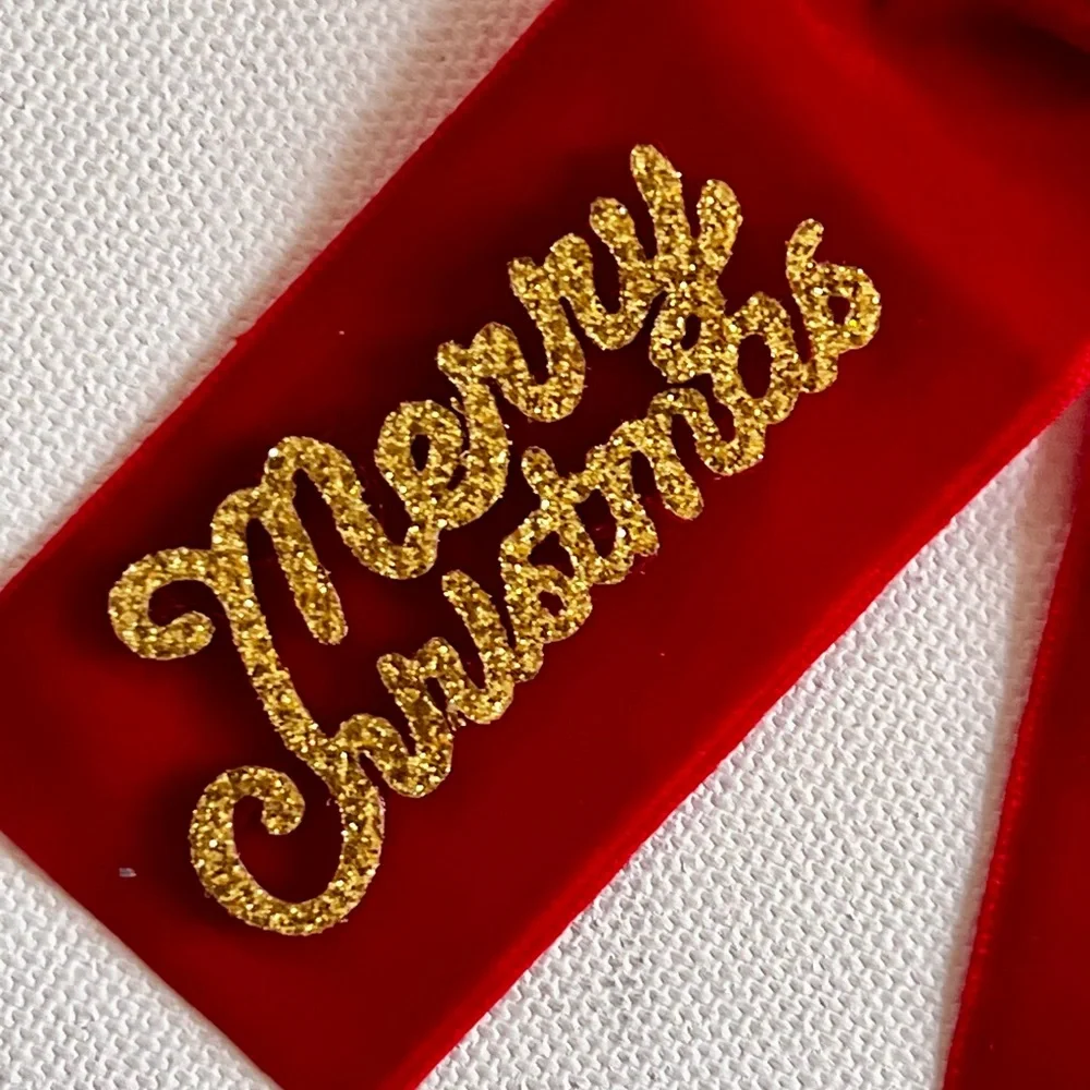Red Christmas Hair Bow with Gold Accents For Kids